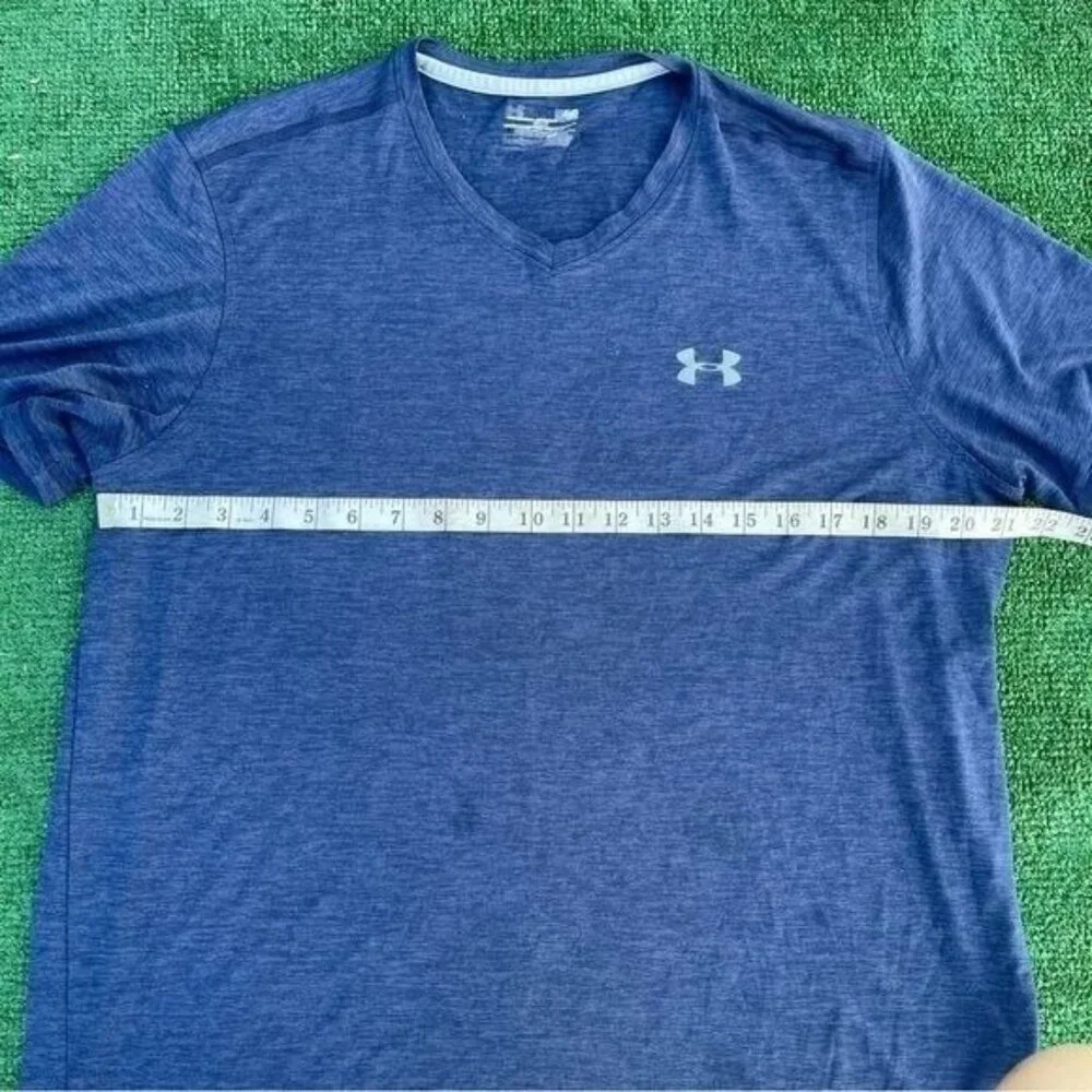 Men's Under Armour Dark Blue Heatgear Loose Fit Athletic V-neck T- Shirt Size L - Picture 3 of 5